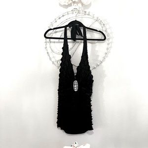 💎Gorgeous Halter Top w/ Crystal Pin.  Excellent Condition.  Black Size M.